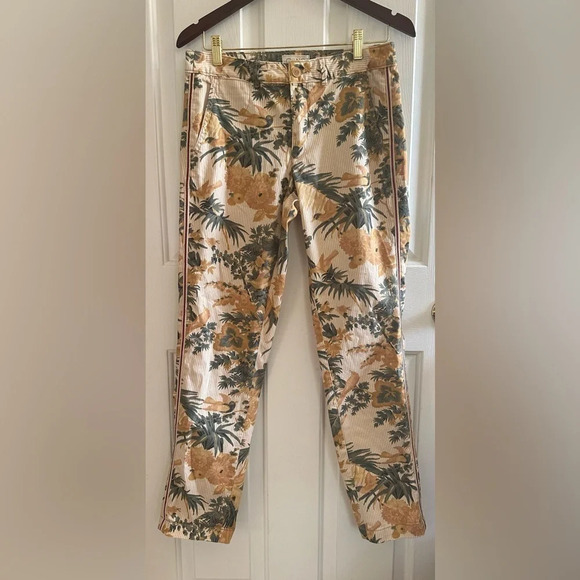 CHINO by Anthropologie Birds of Paradise Pants Size 28 Tuxedo Stripe Neutral - Picture 3 of 14